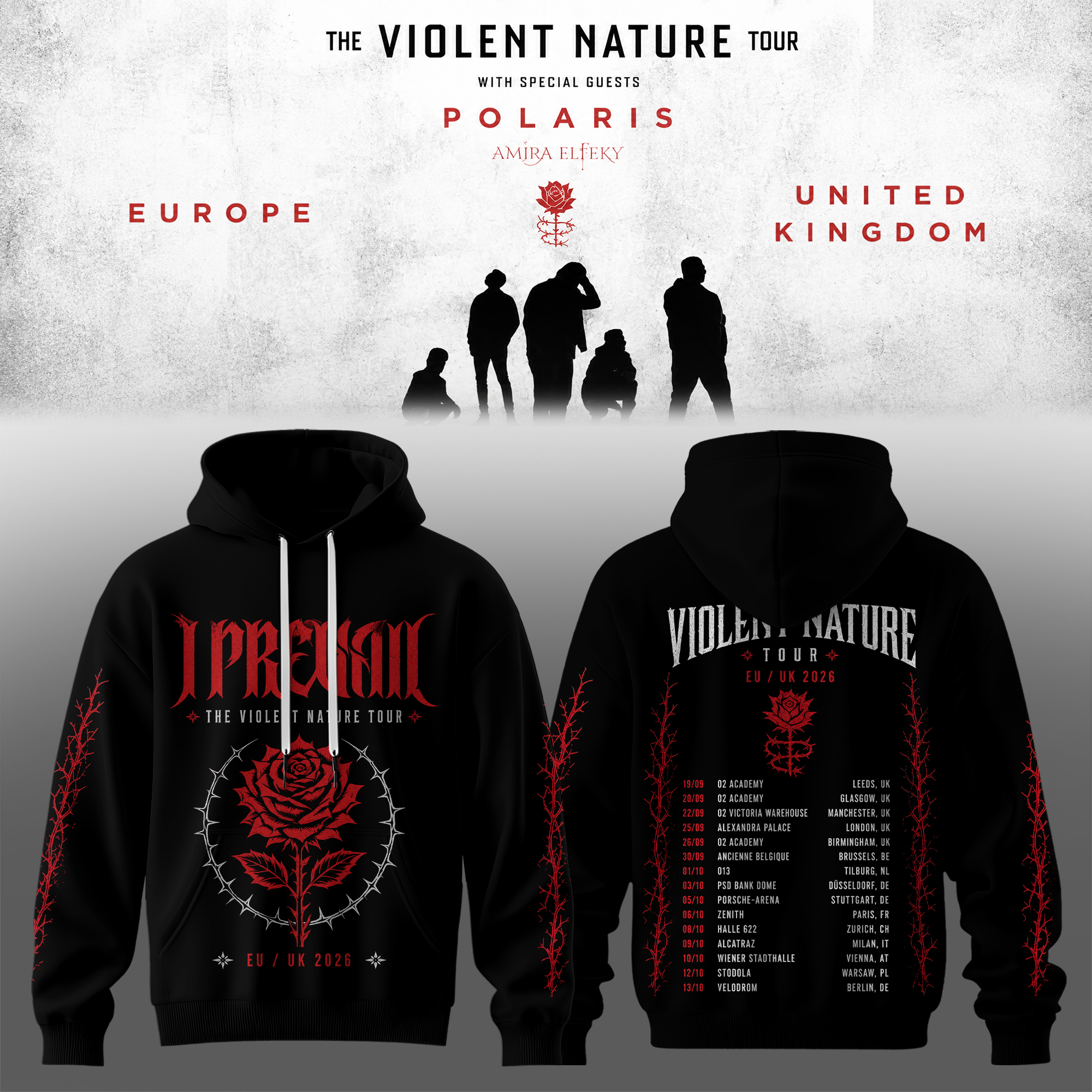 I Prevail The Violent Nature Tour UK And Europe 2026 Exclusive Tour Hoodie