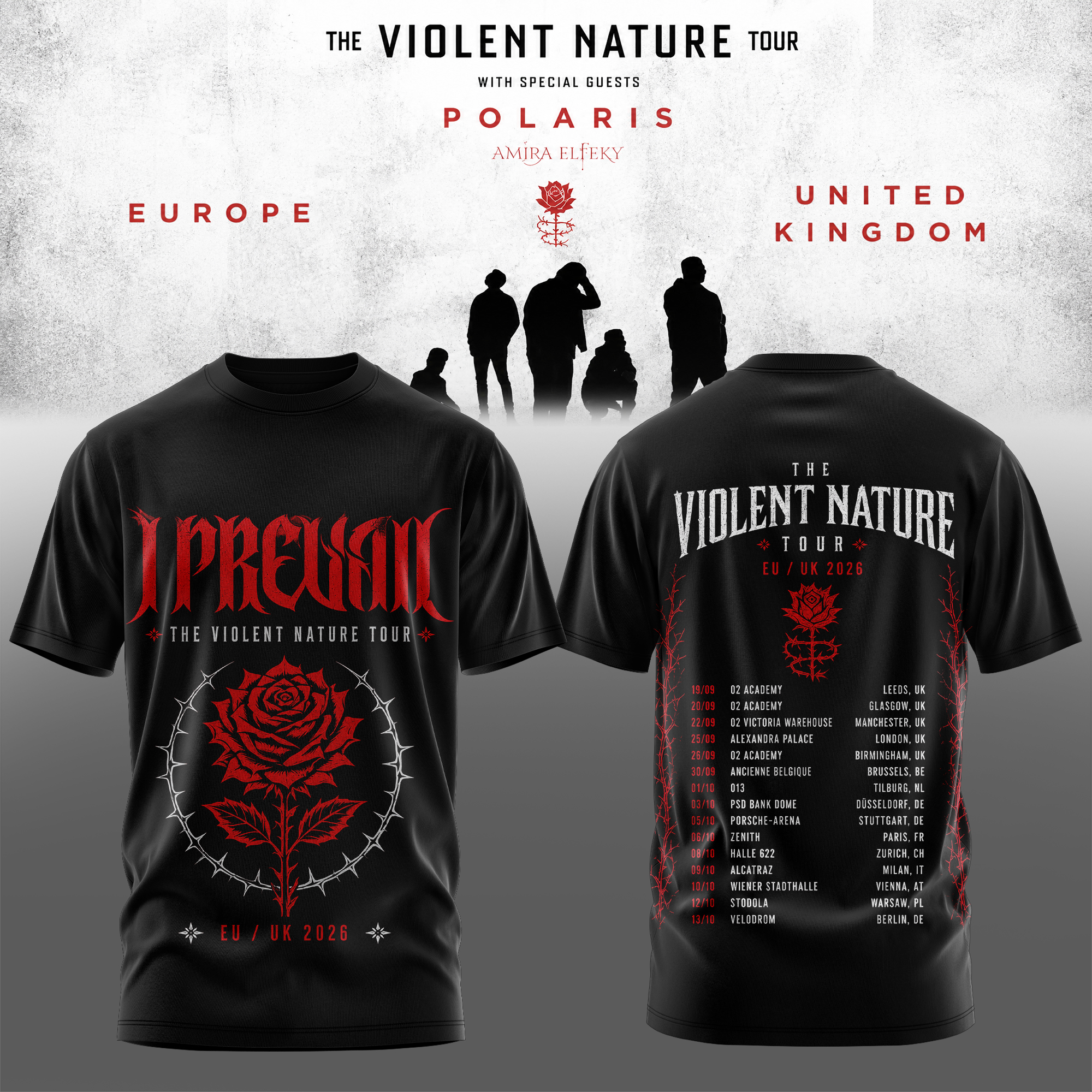 I Prevail The Violent Nature Tour UK And Europe 2026 Limited Edition Graphic T Shirt
