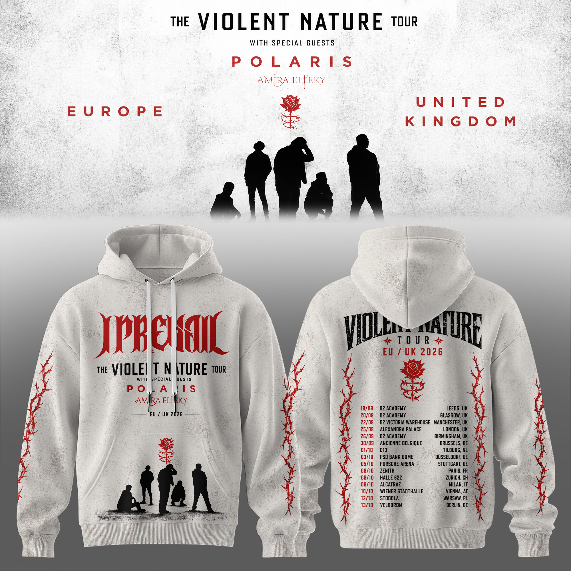I Prevail The Violent Nature Tour UK And Europe 2026 Limited Edition Pullover Hoodie