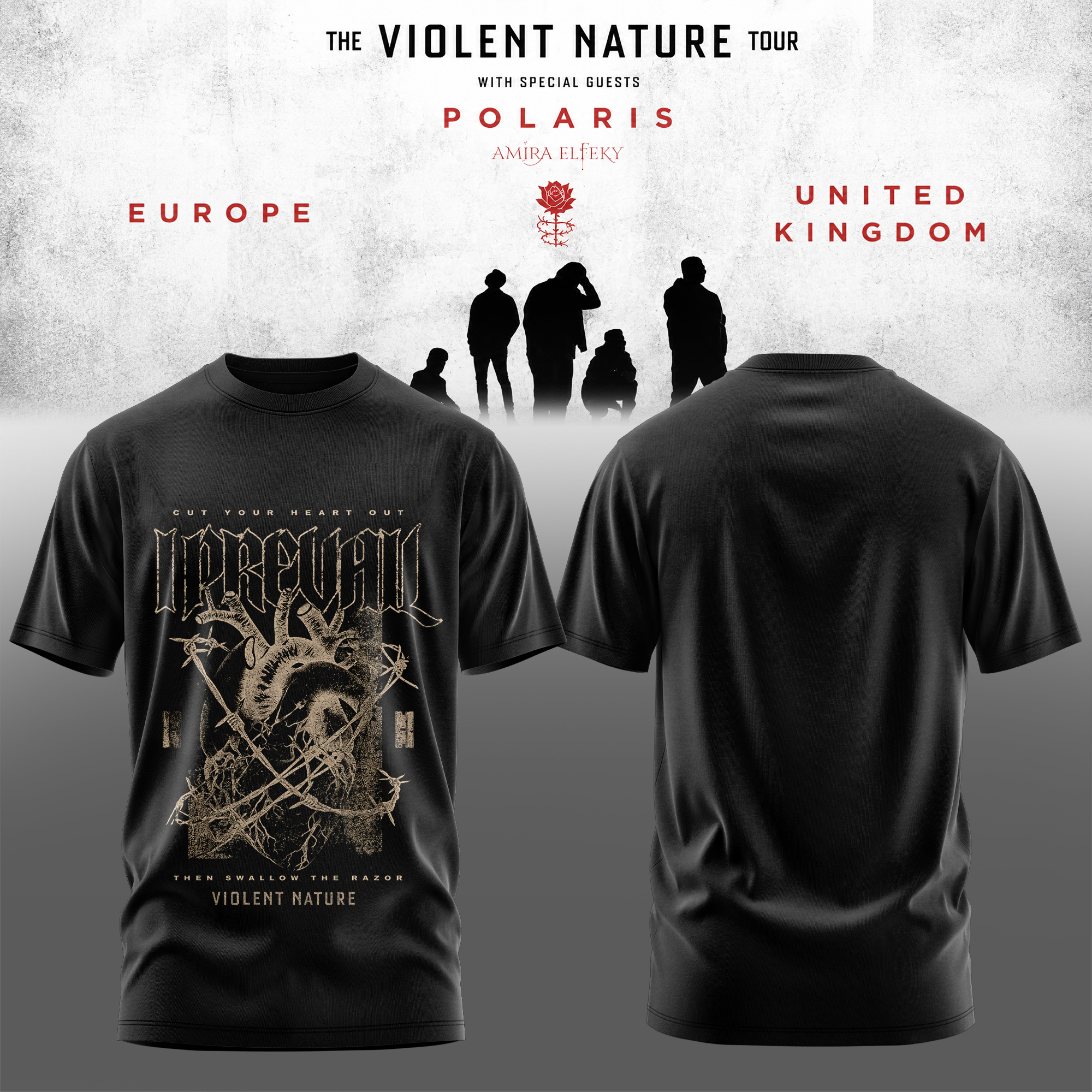 I Prevail The Violent Nature Tour UK And Europe 2026 Premium Concert Graphic Tee
