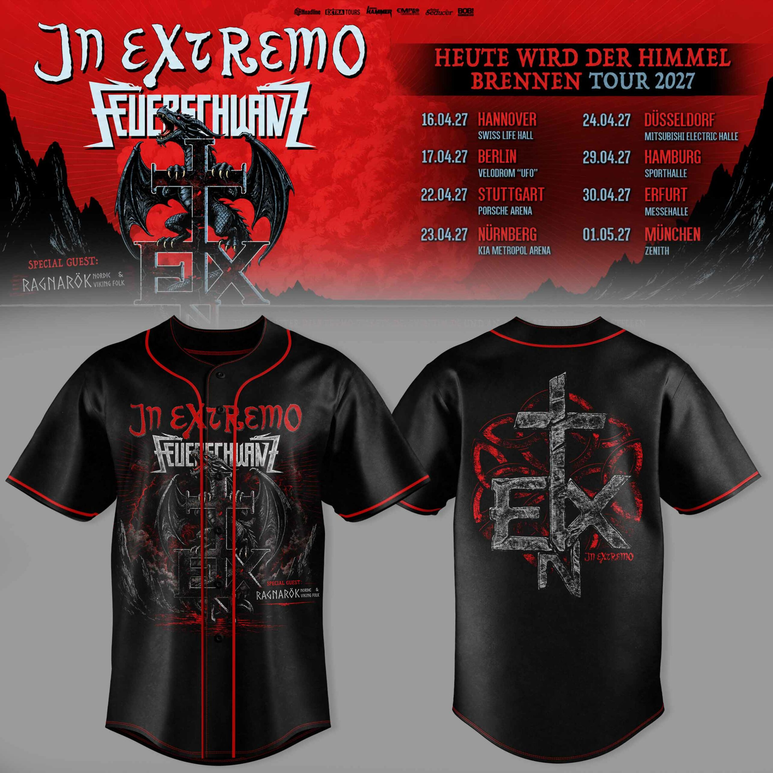 IX FRSCHWNZ Heute Wird Der Himmel Brennen Tour 2027 3D Baseball Jersey Music Fan Apparel 2 - Unicasport IX FRSCHWNZ Heute Wird Der Himmel Brennen Tour 2027 3D Baseball Jersey Music Fan Apparel