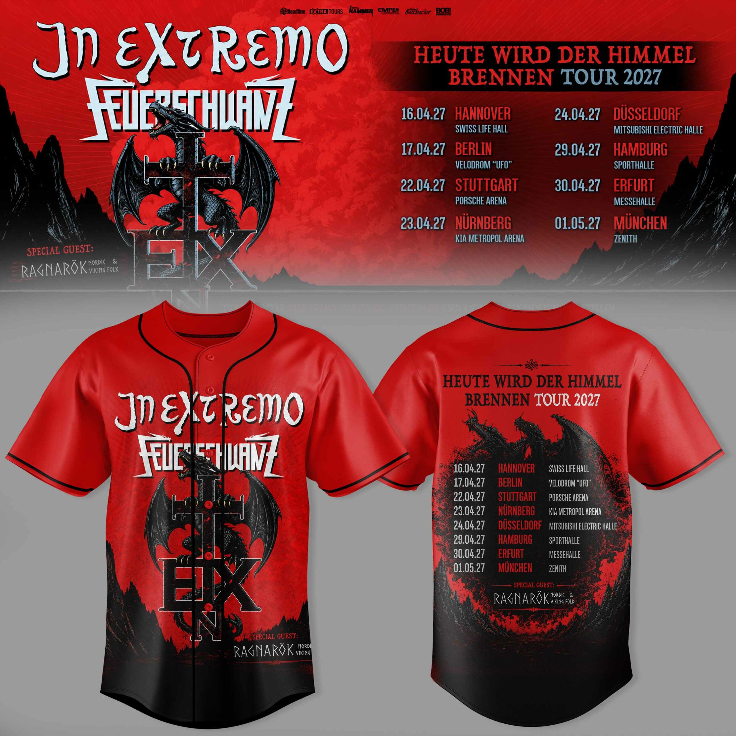 IX FRSCHWNZ Heute Wird Der Himmel Brennen Tour 2027 Music Fan Baseball Jersey 1 - Unicasport IX FRSCHWNZ Heute Wird Der Himmel Brennen Tour 2027 Music Fan Baseball Jersey