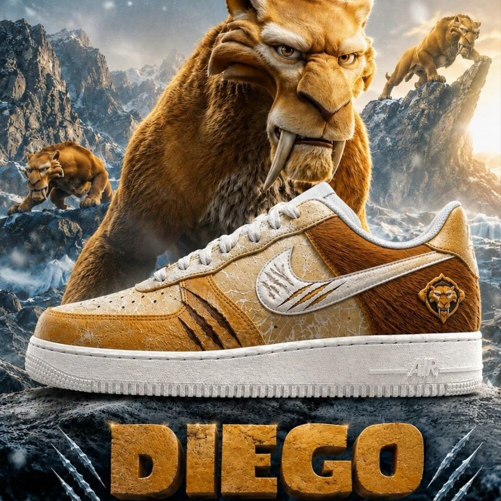 Ice Age Diego Saber Tooth Tiger Inspired Low Top Sneakers Animated Movie Fan Gift Footwear