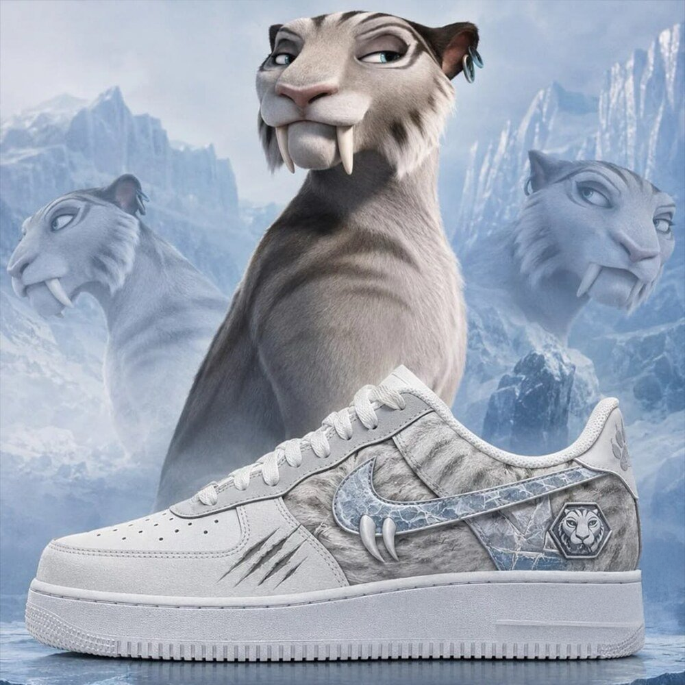 Ice Age Diego Saber Tooth Tiger Inspired Low Top Sneakers Cartoon Adventure Fan Casual Shoes
