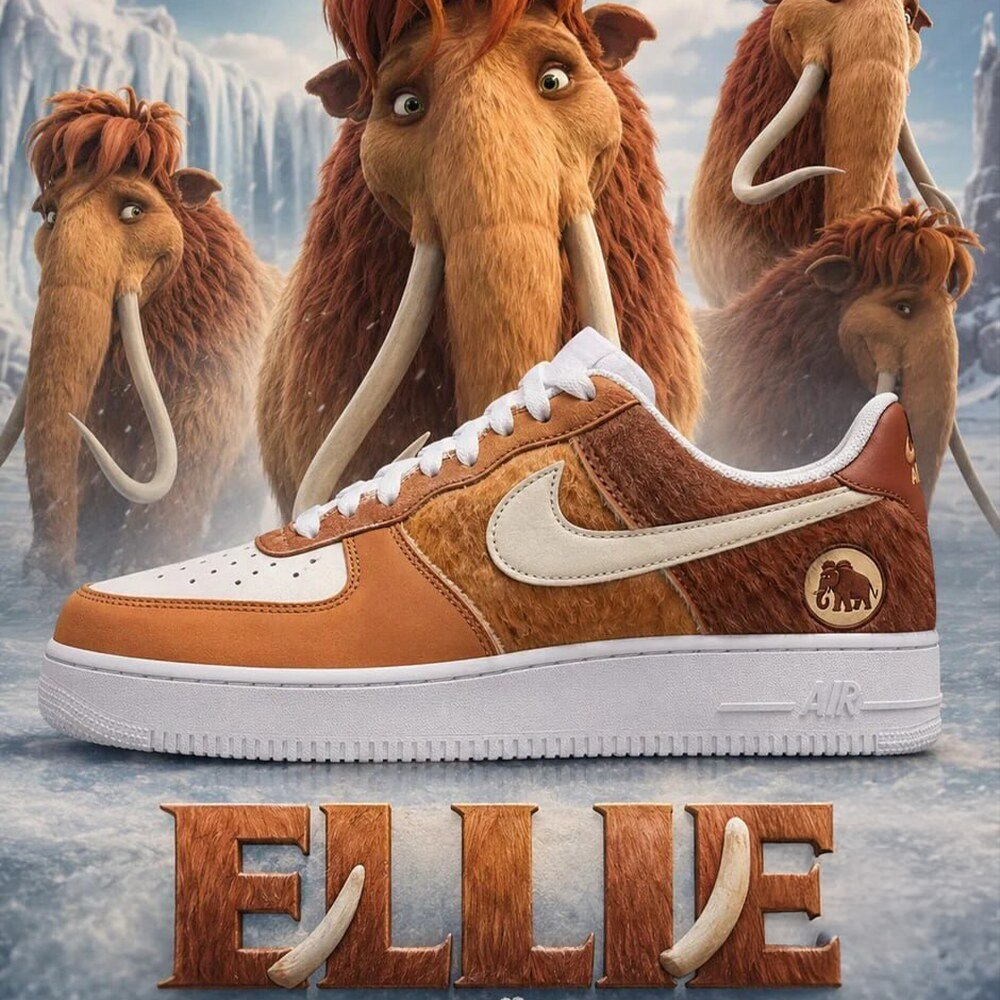 Ice Age Ellie Mammoth Inspired Low Top Sneakers Animated Movie Character Casual Footwear