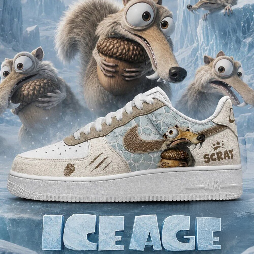 Ice Age Scrat Acorn Adventure Inspired Low Top Sneakers Funny Cartoon Movie Fan Gift Shoes