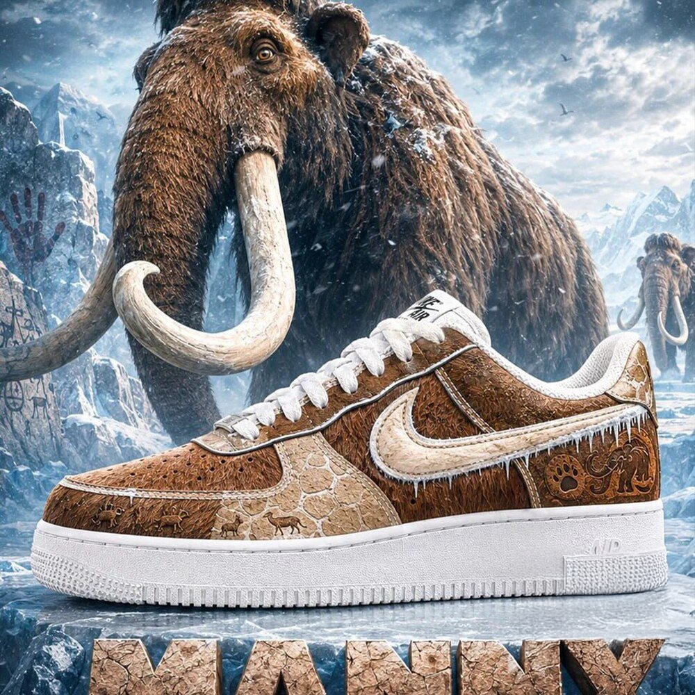 Ice Age Woolly Mammoth Prehistoric Inspired Low Top Sneakers Cartoon Adventure Fan Gift Shoes