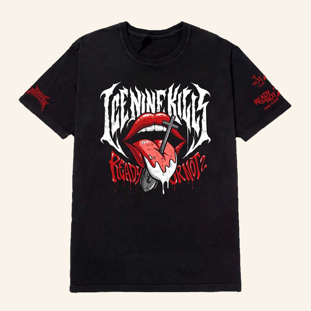 Ice Nine Kills X Ready Or Not 2 Collab 2026 Tongue Shovel Grave Digger TShirt Fan Clothing