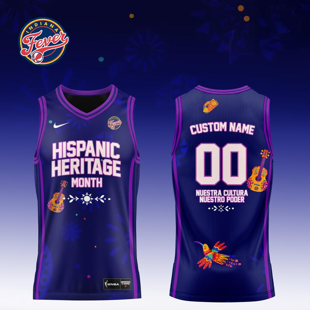 Indiana Fever Hispanic Heritage Month Basketball Jersey Custom Name & Number Purple Sleeveless Jersey 1 - Unicasport Indiana Fever Hispanic Heritage Month Basketball Jersey Custom Name & Number Purple Sleeveless Jersey
