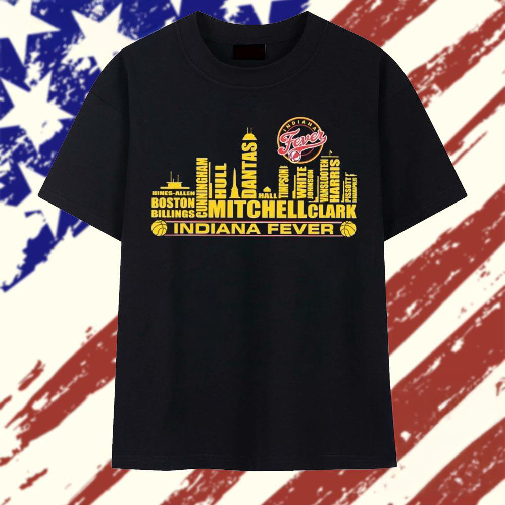 Indiana Fever Skyline Typography Basketball Team Graphic T Shirt