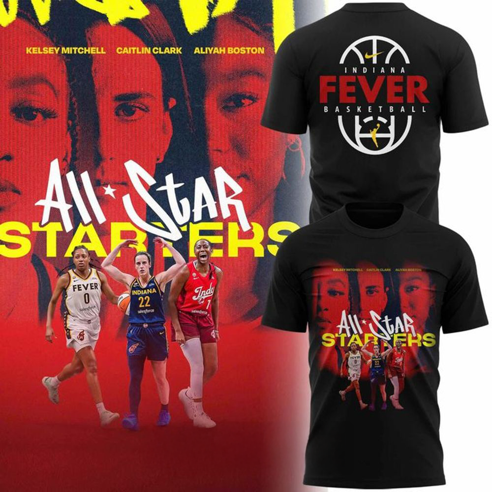 Indiana Fever WNBA All Star Starters Player Trio Graphic T Shirt