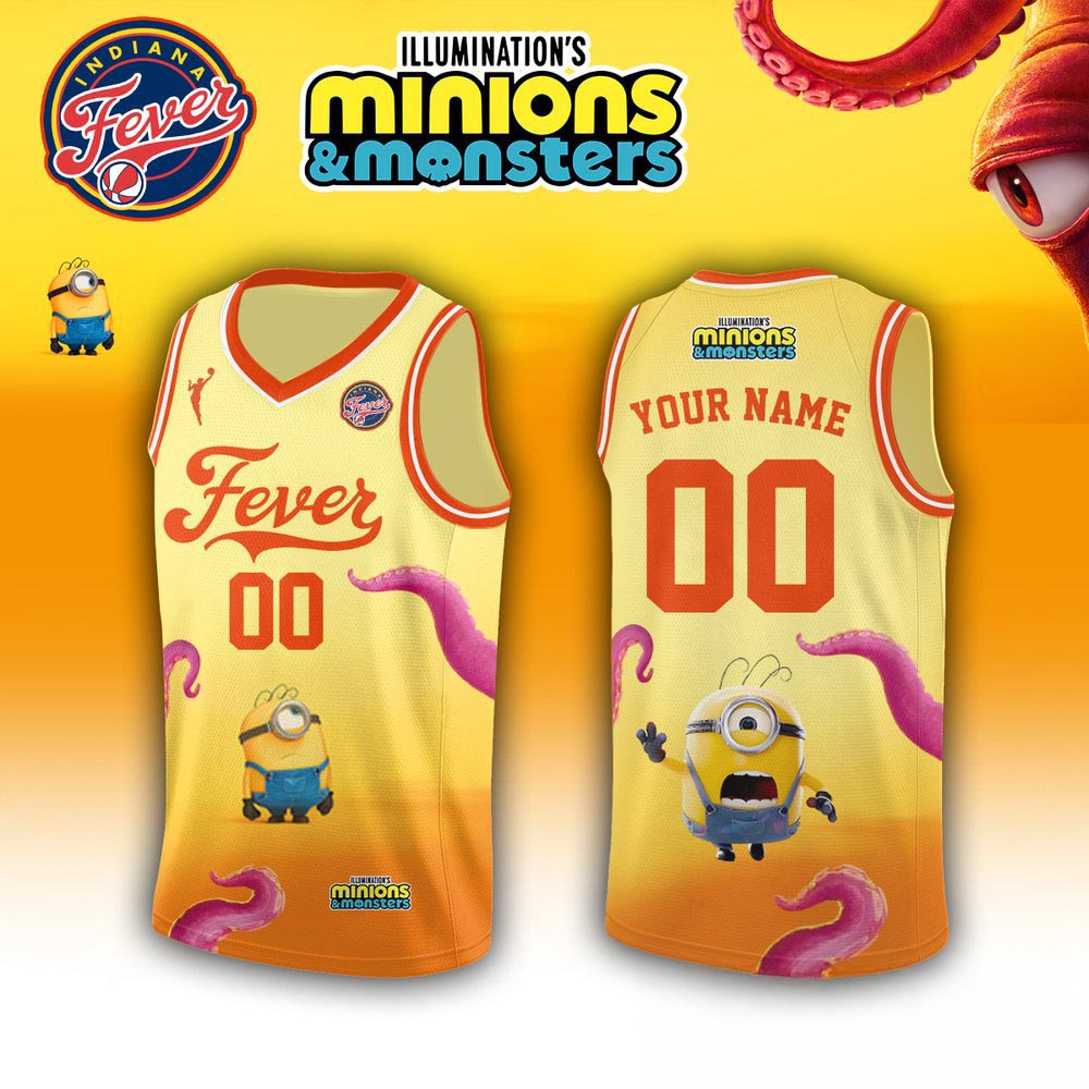 Indiana Fever x Minions and Monsters 2026 Custom Name Number Basketball Jersey 1 - Unicasport Indiana Fever x Minions and Monsters 2026 Custom Name Number Basketball Jersey
