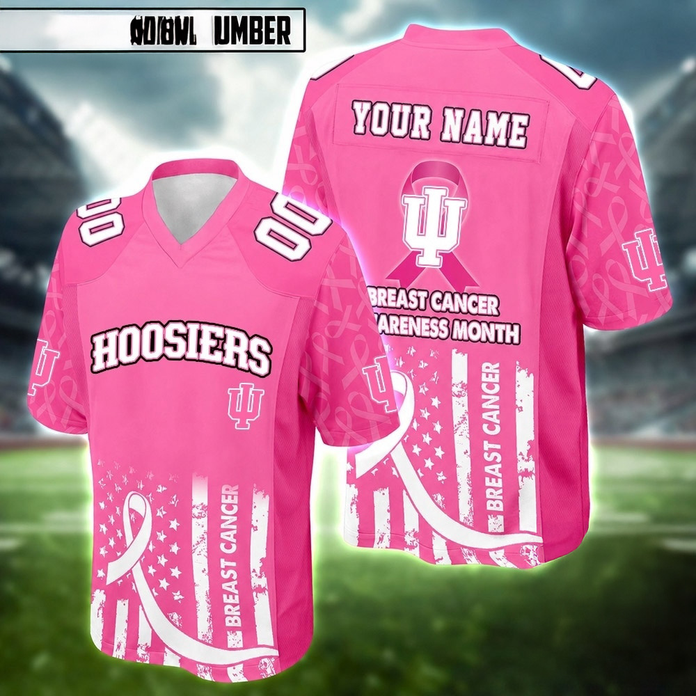 Indiana Hoosiers Breast Cancer Awareness Month 2026 Football Jersey 2 - Unicasport Indiana Hoosiers Breast Cancer Awareness Month 2026 Football Jersey