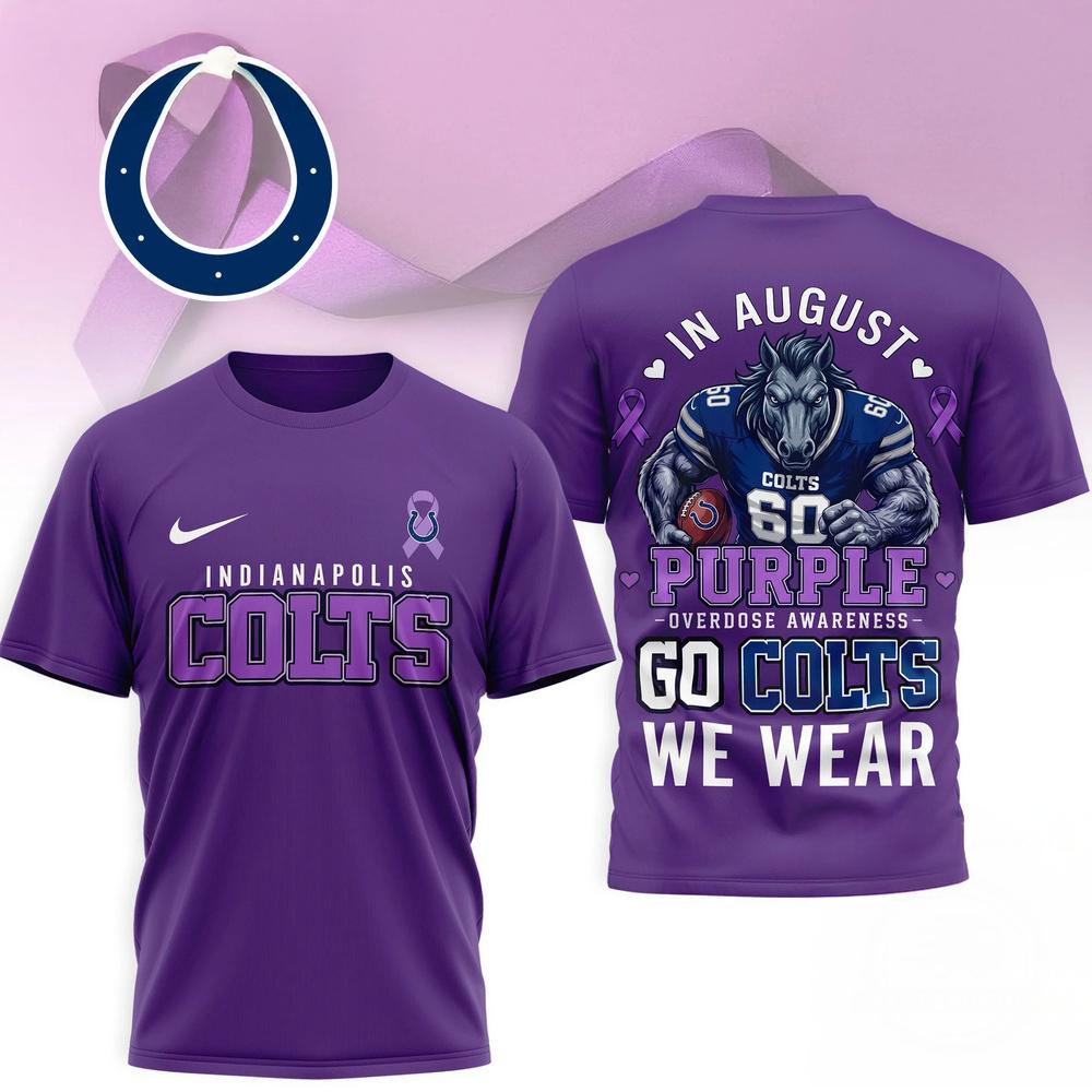 Indianapolis Colts NFL In August We Wear Purple Overdose Awareness 3D T Shirt