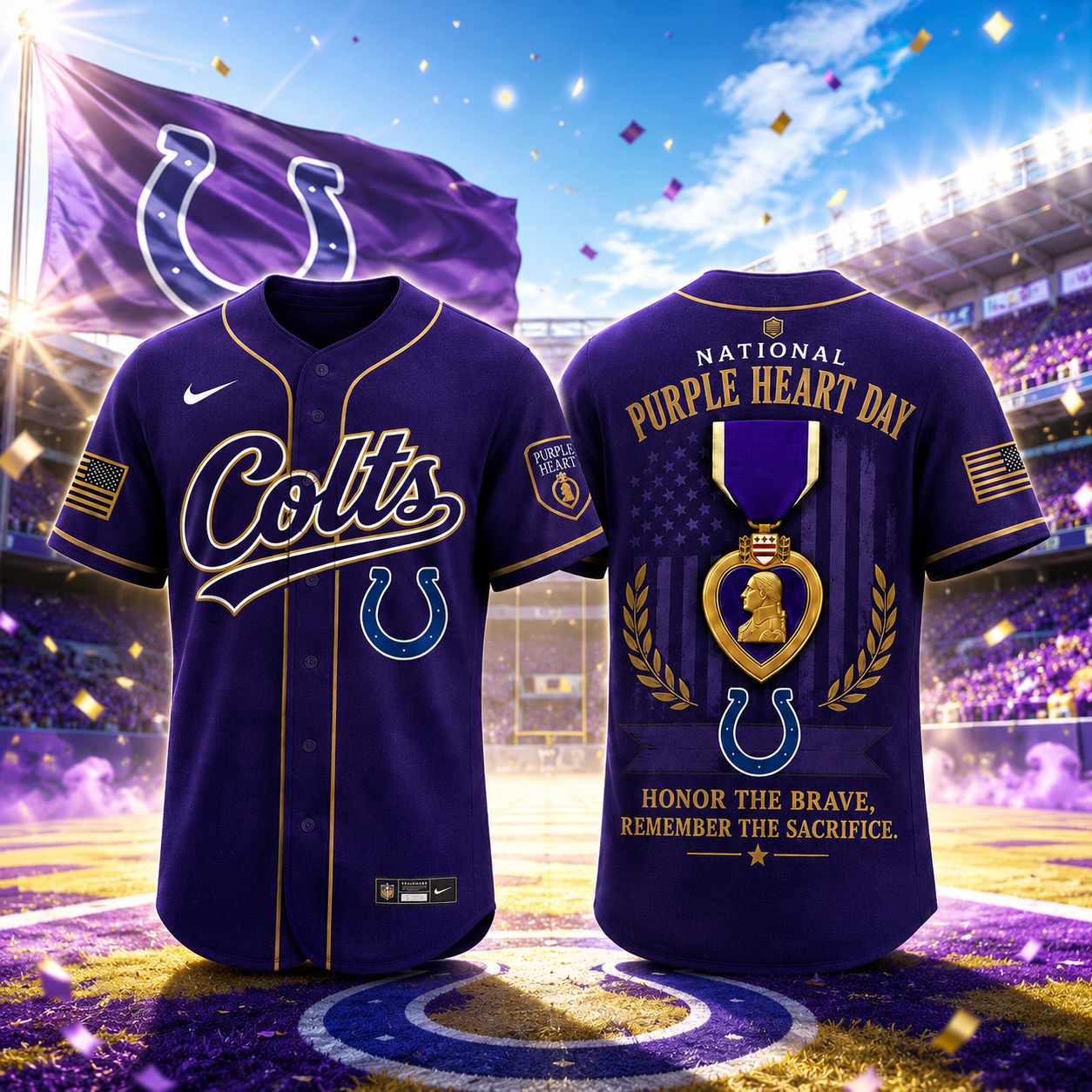 Indianapolis Colts National Purple Heart Day Baseball Jersey