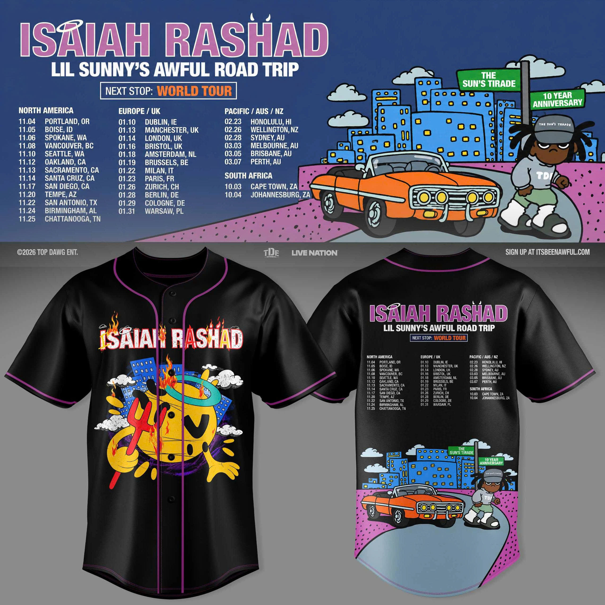 Isaiah Rashad Lil Sunnys Awful Road Trip Jersey Hip Hop Concert Tour Athletic Fan Wear 1 - Unicasport Isaiah Rashad Lil Sunnys Awful Road Trip Jersey Hip Hop Concert Tour Athletic Fan Wear