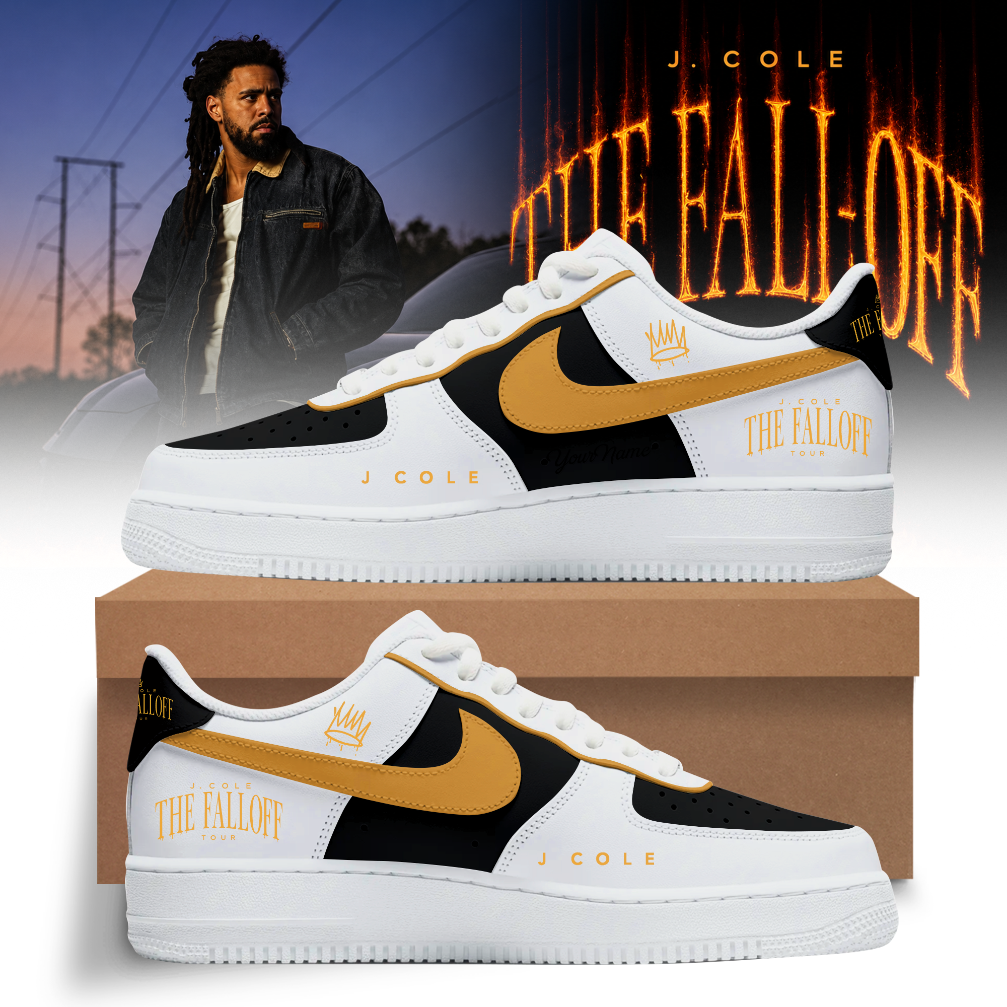J. Cole The Fall Off Custom Nike Air Force 1 Low Sneakers Fan Gift