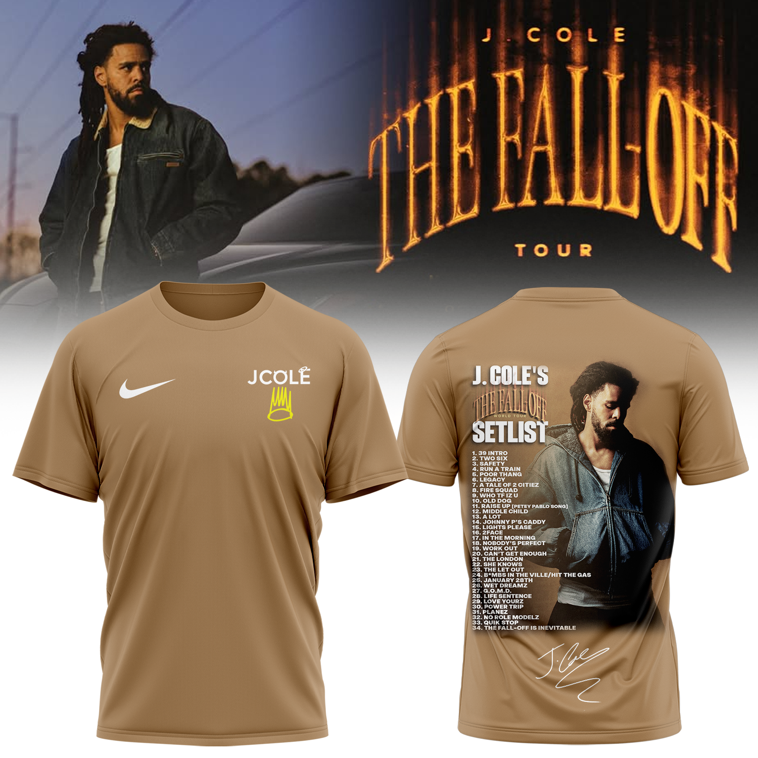 J Cole The Fall Off Tour 2026 Collector Edition Graphic T Shirt
