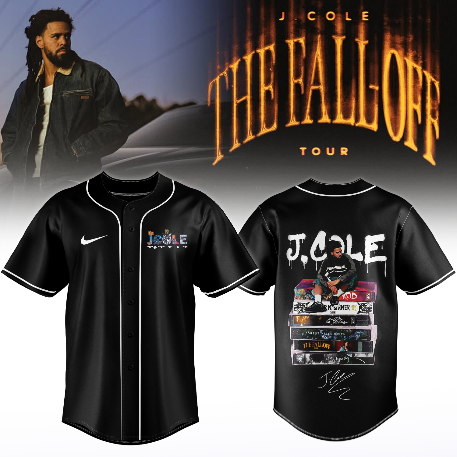 J Cole The Fall Off Tour 2026 Limited Edition Concert Baseball Jersey