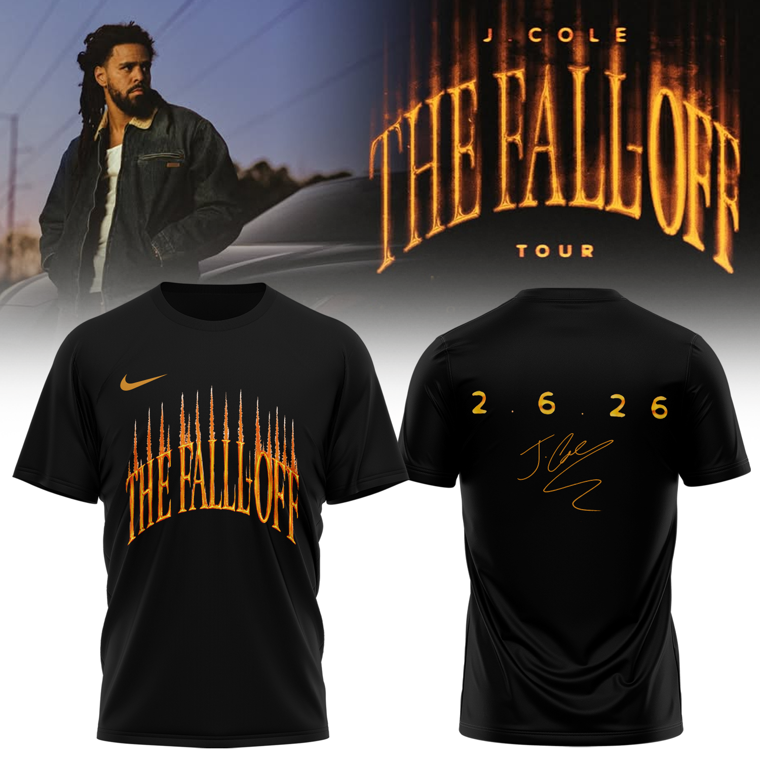 J Cole The Fall Off Tour 2026 Limited Edition Graphic T Shirt