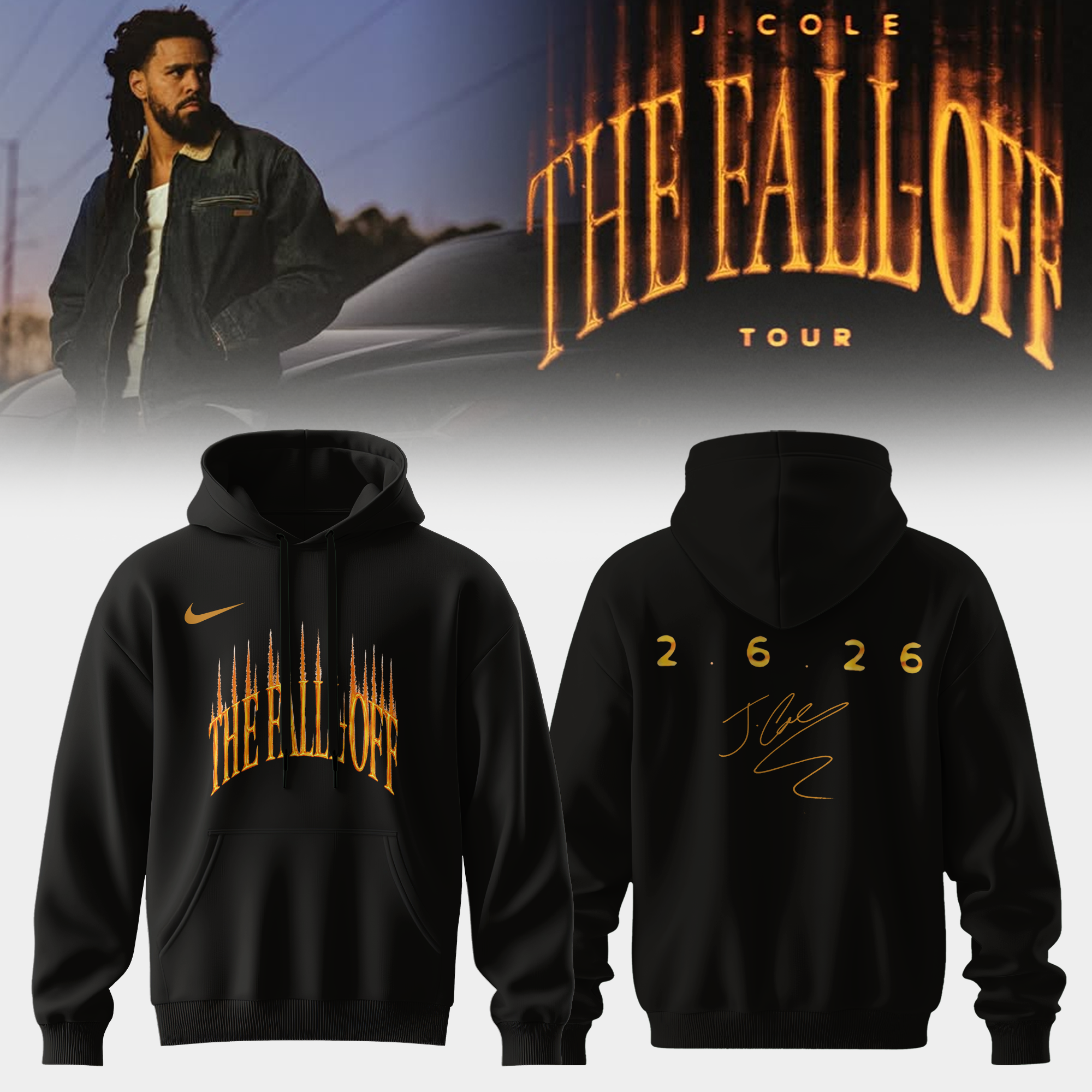 J Cole The Fall Off Tour 2026 Limited Edition Pullover Hoodie