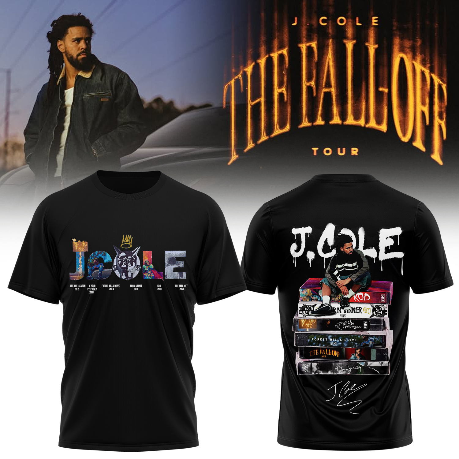 J Cole The Fall Off Tour 2026 Premium Concert Graphic Tee