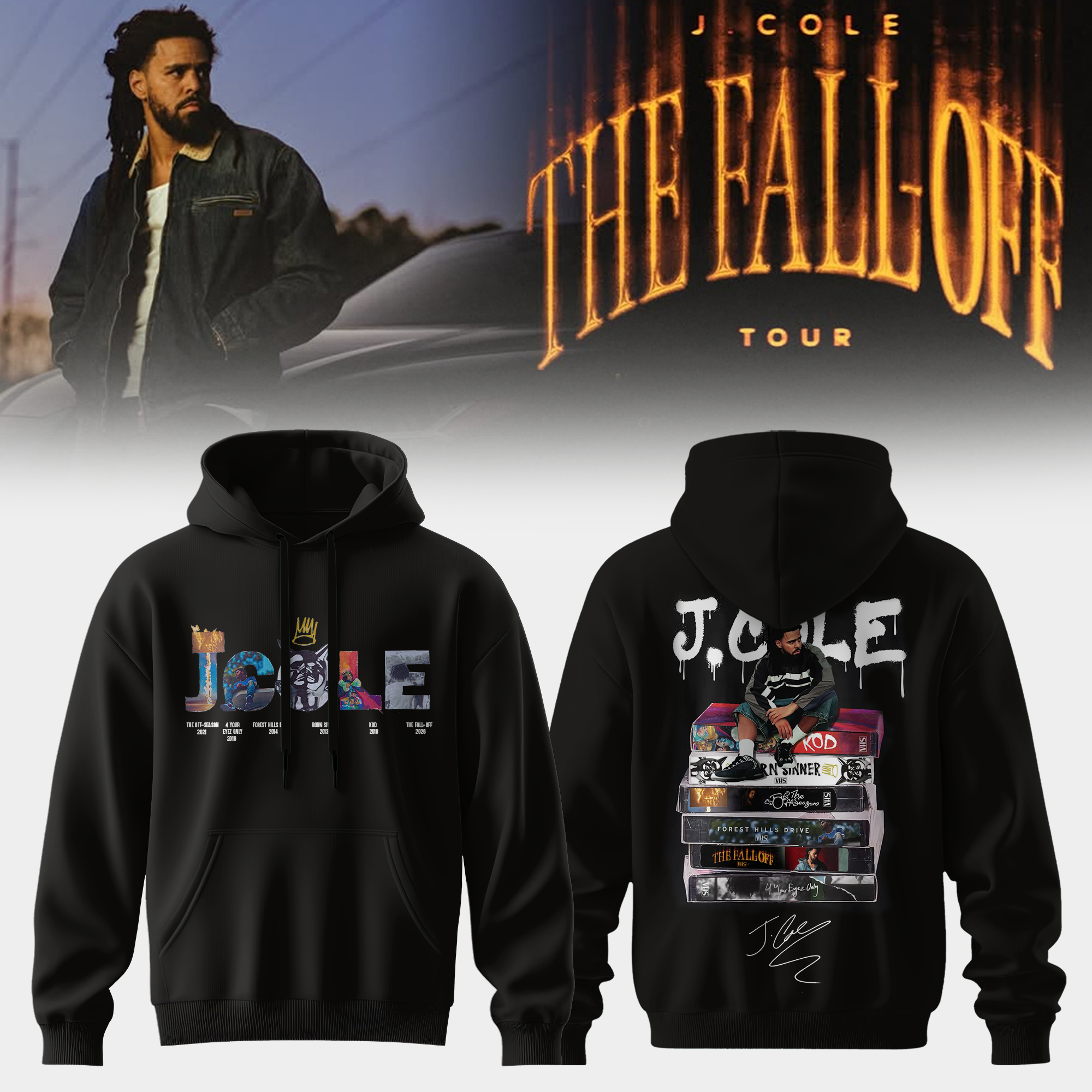 J Cole The Fall Off Tour 2026 Premium Concert Hoodie