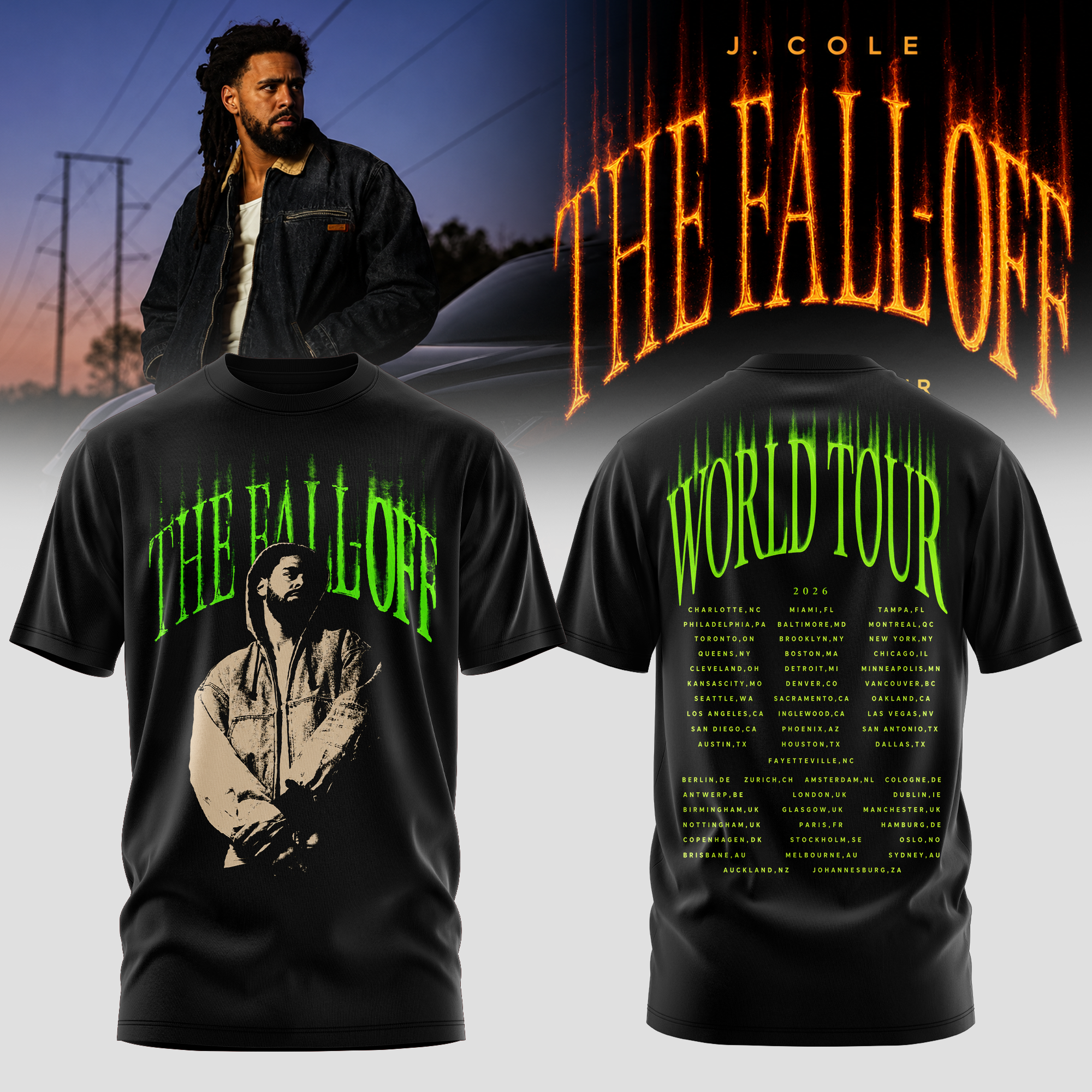 J. Cole The Fall Off Tour Collector Edition Graphic T Shirt