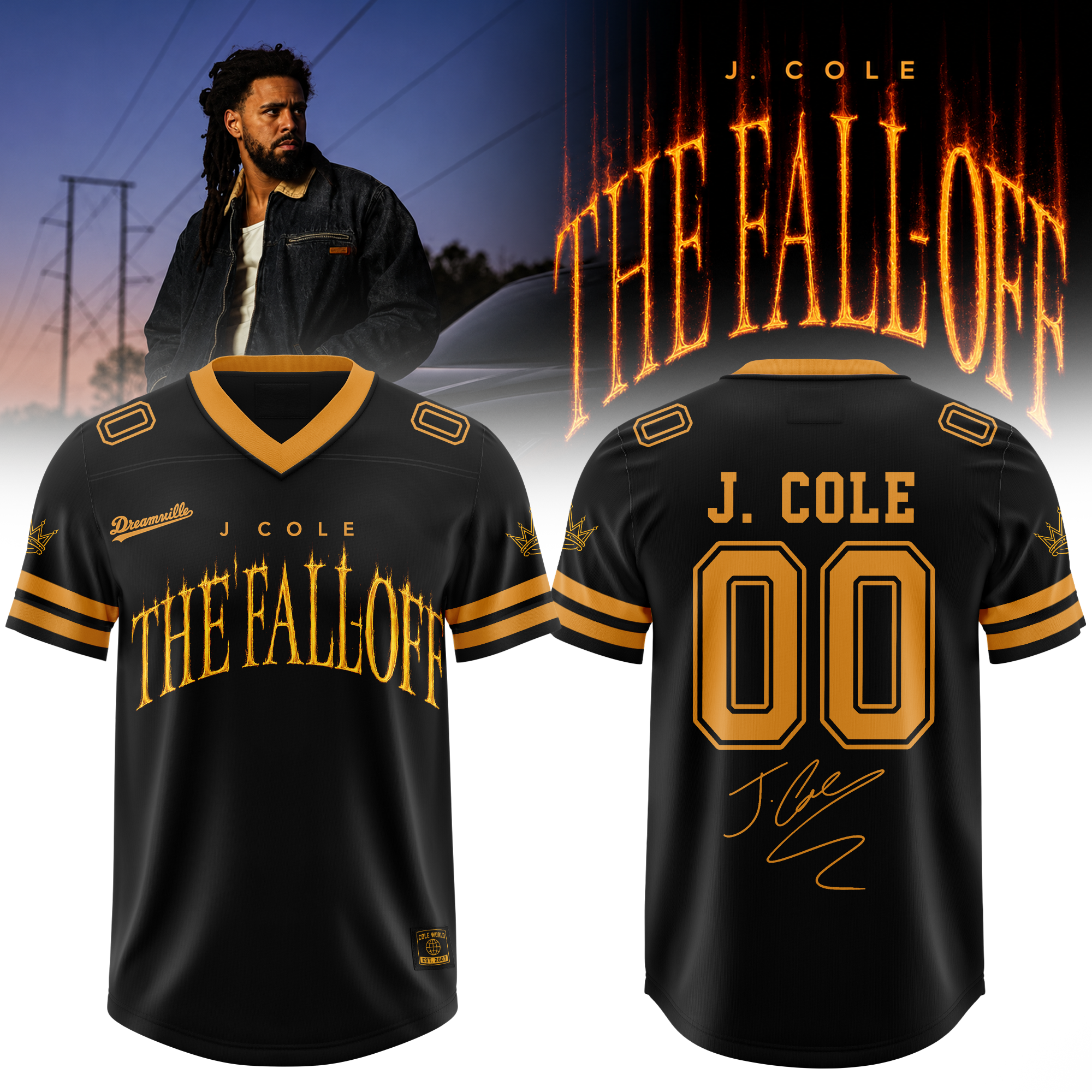 J. Cole The Fall Off Tour Limited Oversized Football Jersey