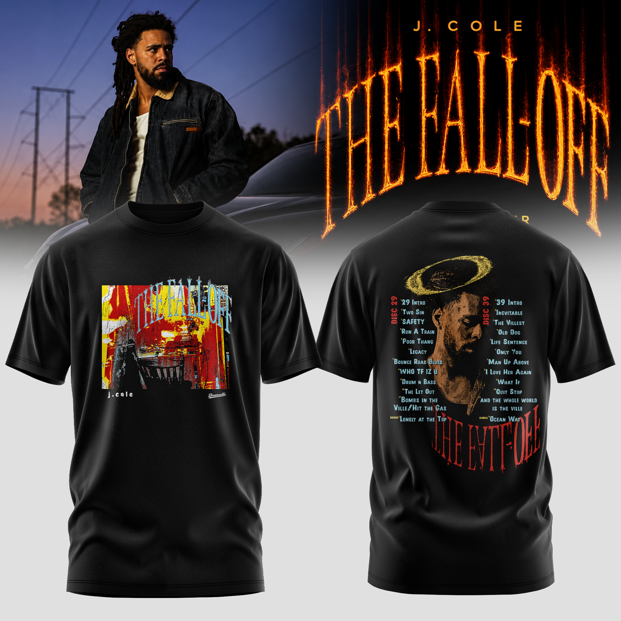 J. Cole The Fall Off Tour Limited Release Graphic Shirt