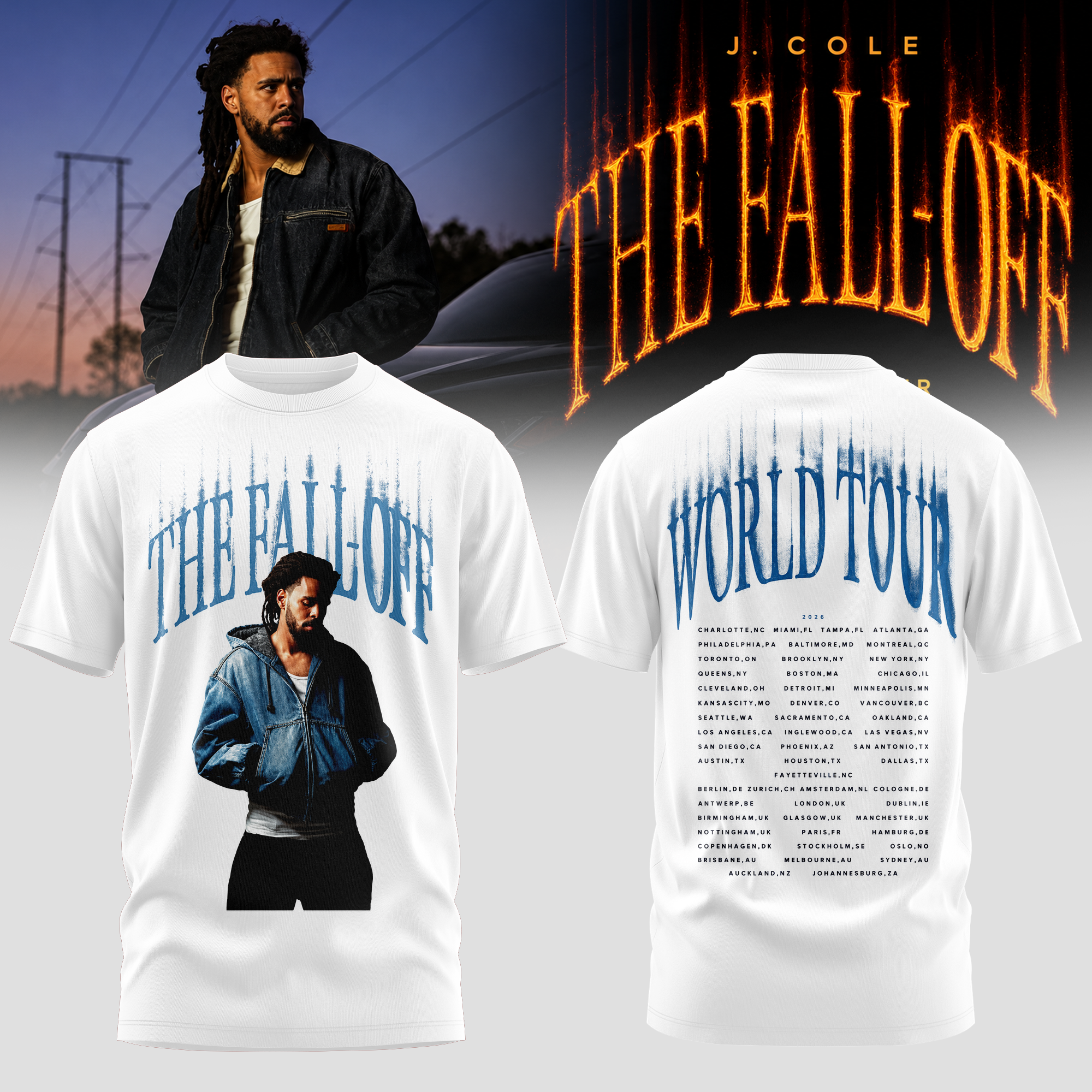 J. Cole The Fall Off Tour Premium Rap Concert T Shirt