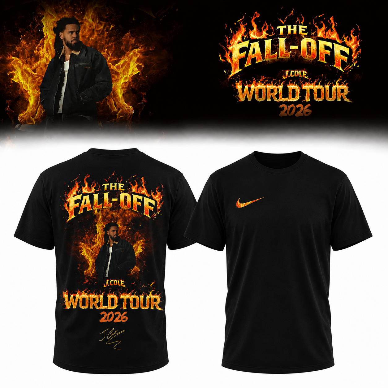 J Cole The FallOff Tour 2026 Limited Edition Signature T Shirt Gifts For Fans