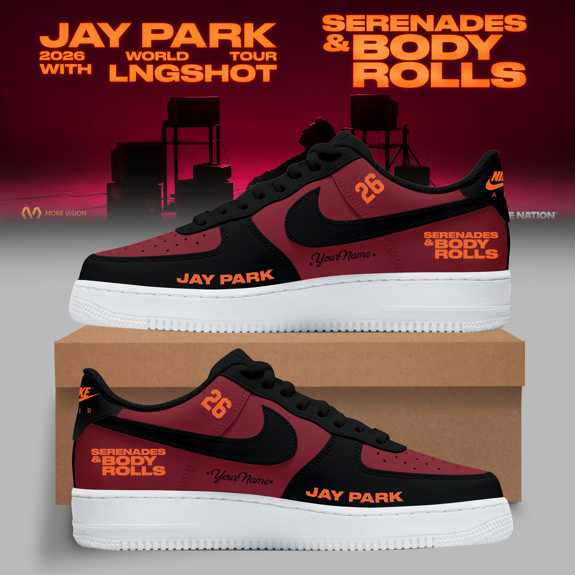 JAY PARK Serenades And Body Rolls Custom Air Force 1 Sneakers Gifts For Fans