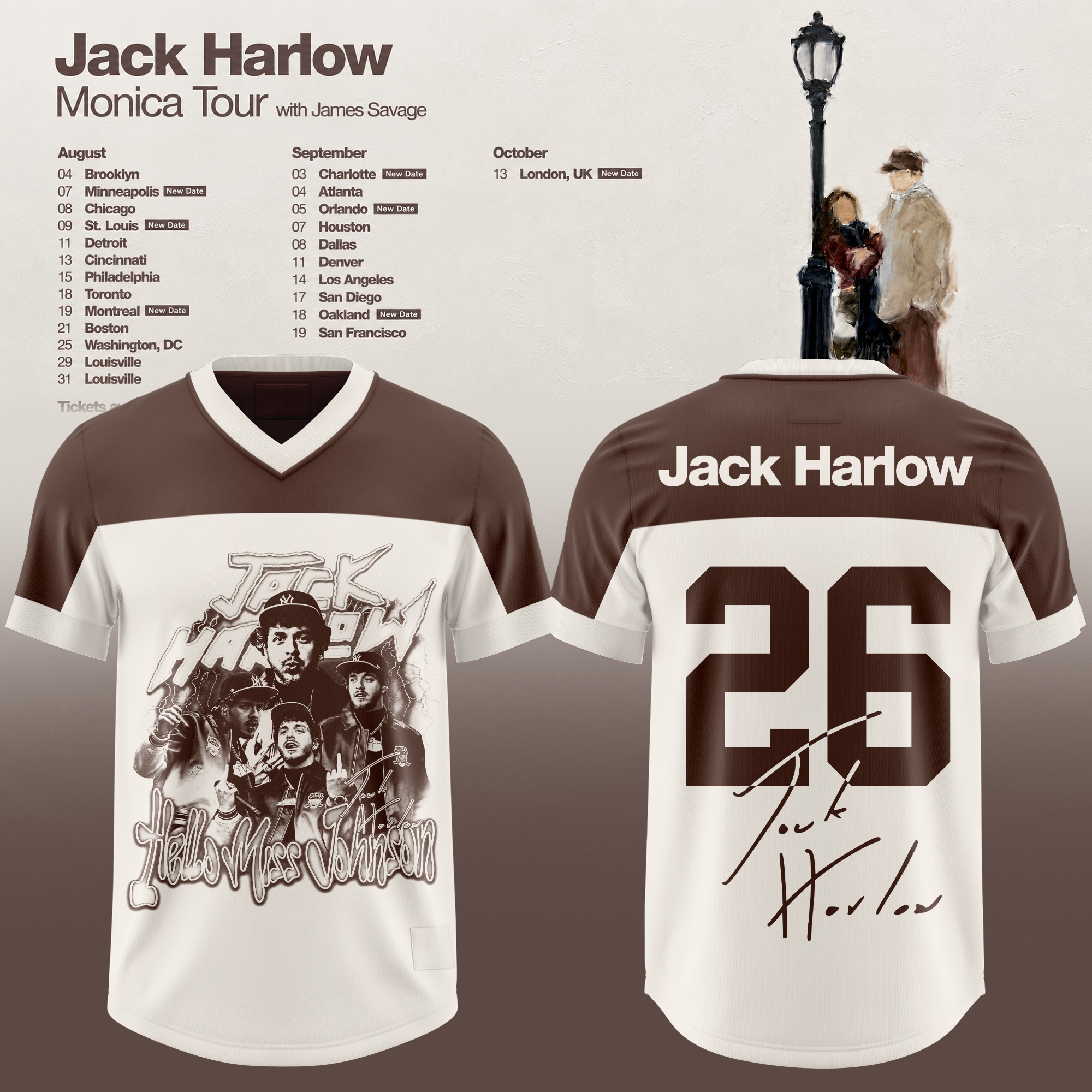 Jack Harlow Monica Tour 2026 Brown Cream Number 26 Football Jersey Fan Apparel 2 - Unicasport Jack Harlow Monica Tour 2026 Brown Cream Number 26 Football Jersey Fan Apparel