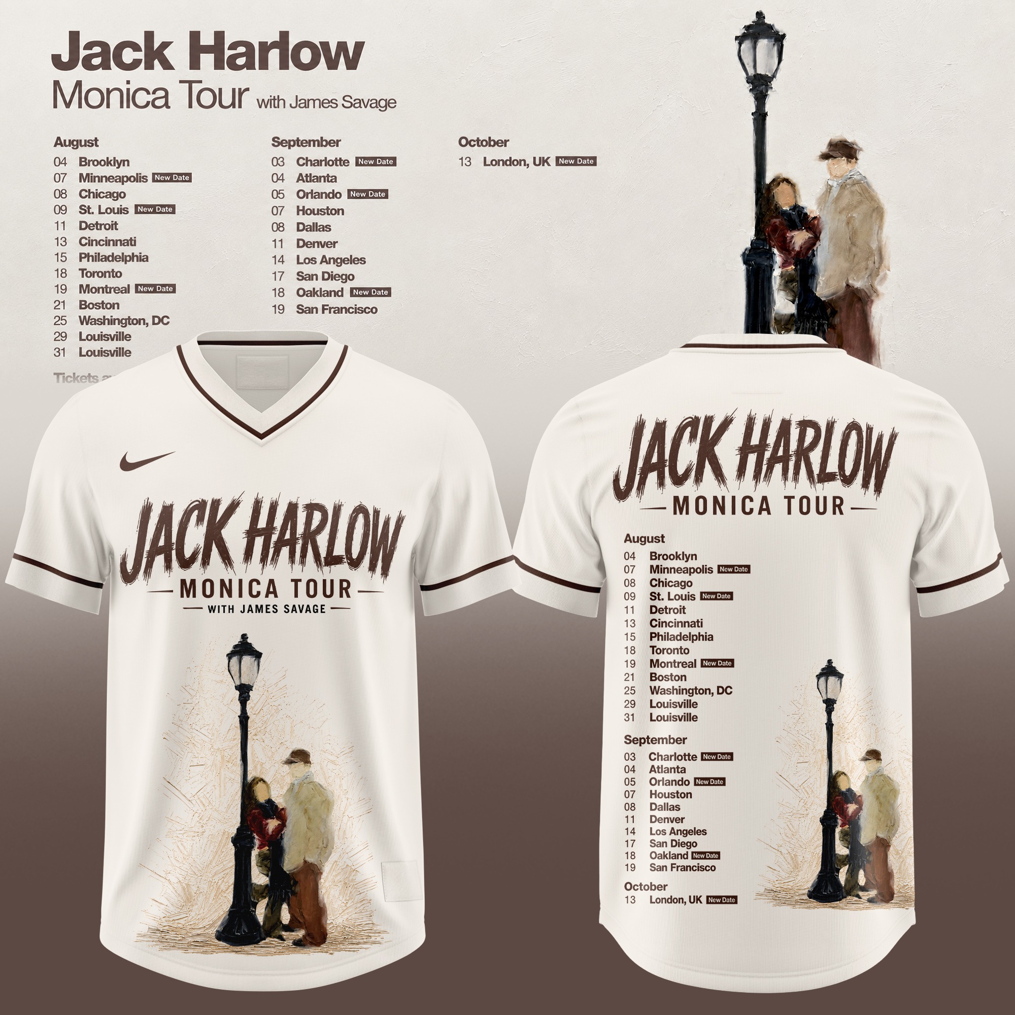 Jack Harlow Monica Tour 2026 Cream Graphic Football Jersey Music Fan Apparel 1 - Unicasport Jack Harlow Monica Tour 2026 Cream Graphic Football Jersey Music Fan Apparel