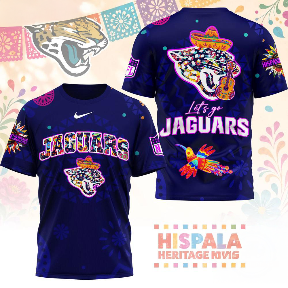 Jacksonville Jaguars 2026 NFL Hispanic Heritage Fiesta Premium 3D Graphic T Shirt