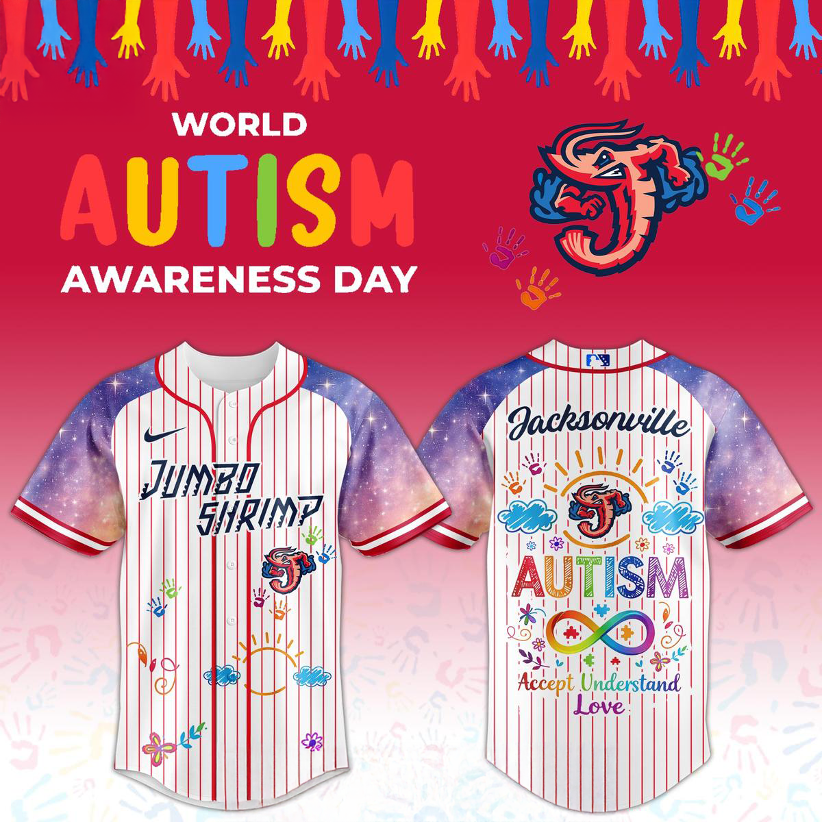 Jacksonville Jumbo Shrimp Autism Awareness Day 2026 Jersey
