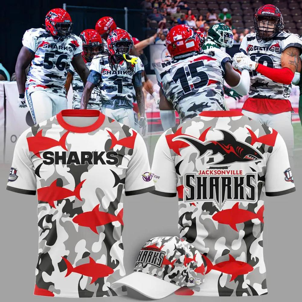 Jacksonville Sharks IFL Salute to Service Camo Graphic TShirt