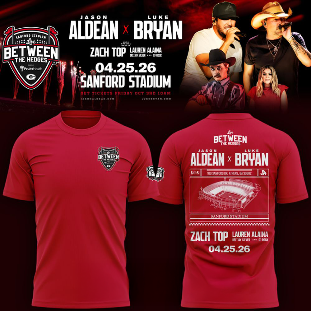 Jason Aldean and Luke Bryan Live Between The Hedges Red Shirt