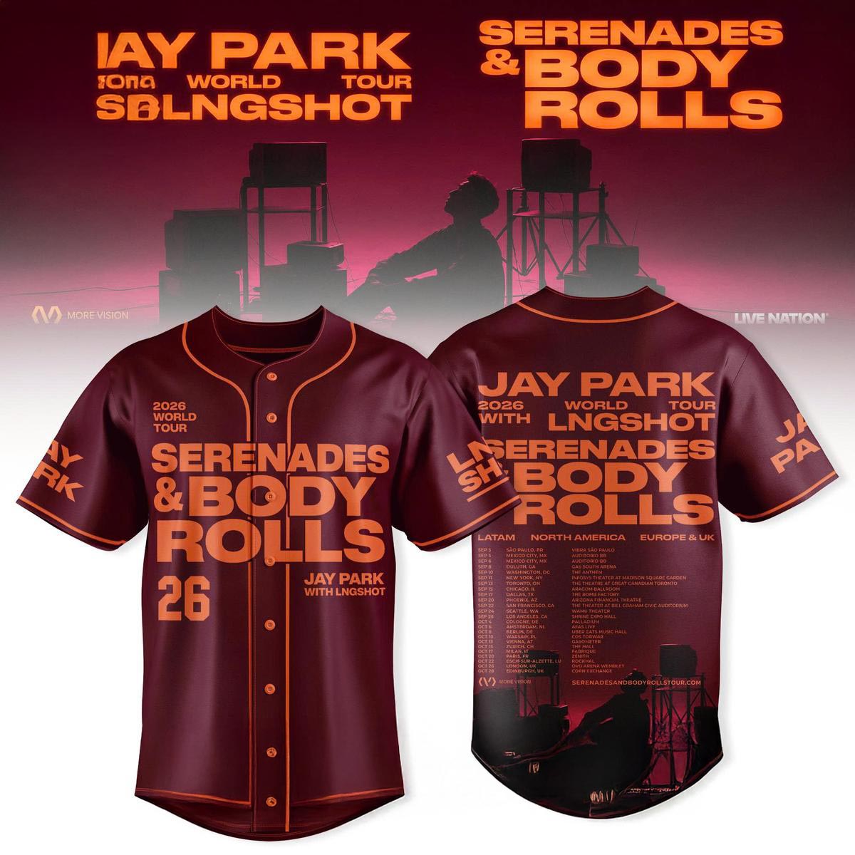 Jay Park LNGSHOT 2026 World Tour Serenades Body Rolls Baseball Jersey Concert Fan Edition 1 - Unicasport Jay Park LNGSHOT 2026 World Tour Serenades Body Rolls Baseball Jersey Concert Fan Edition
