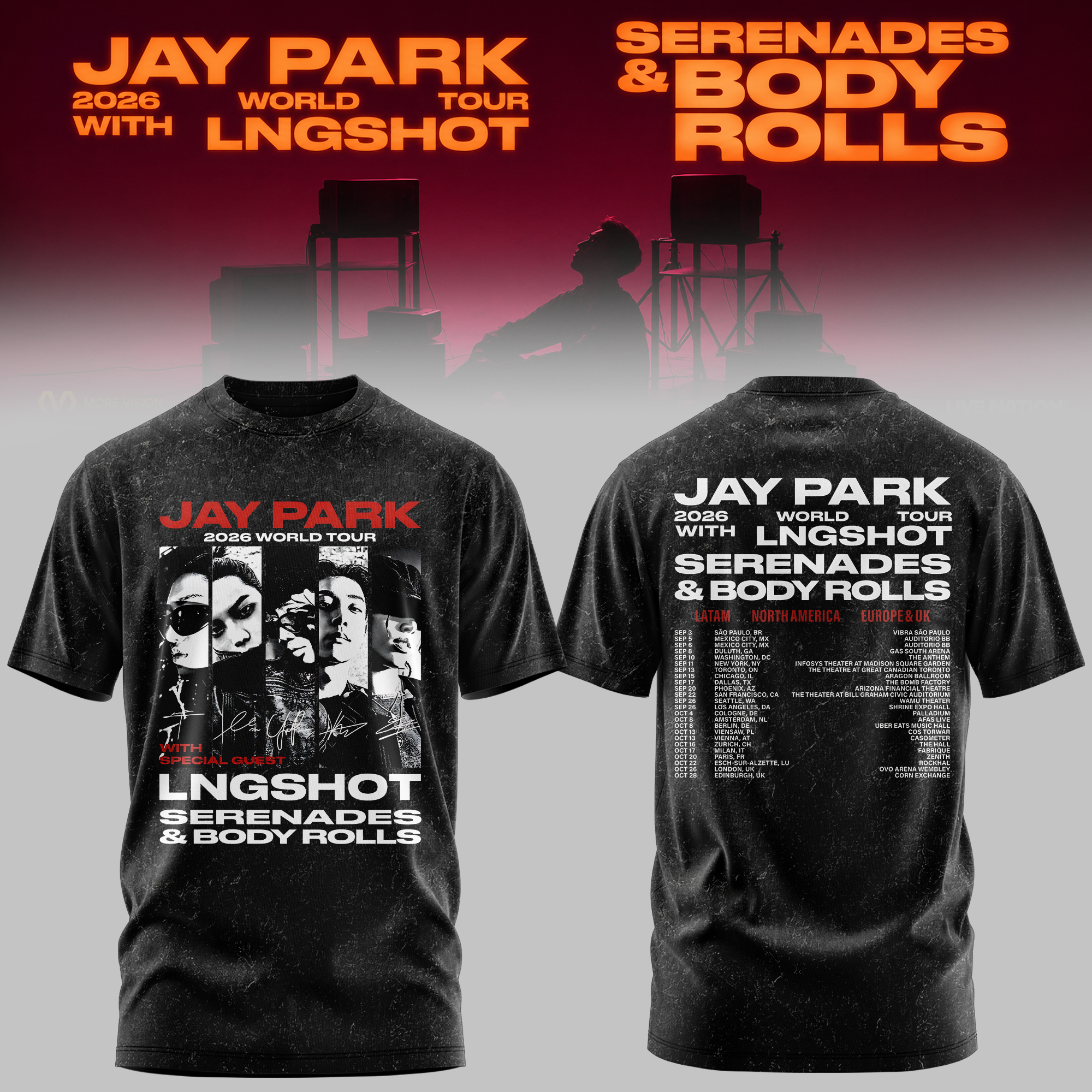 Jay Park LNGSHOT Serenades And Body Rolls 2026 Limited Merchandise Graphic Tee Gifts For Fans