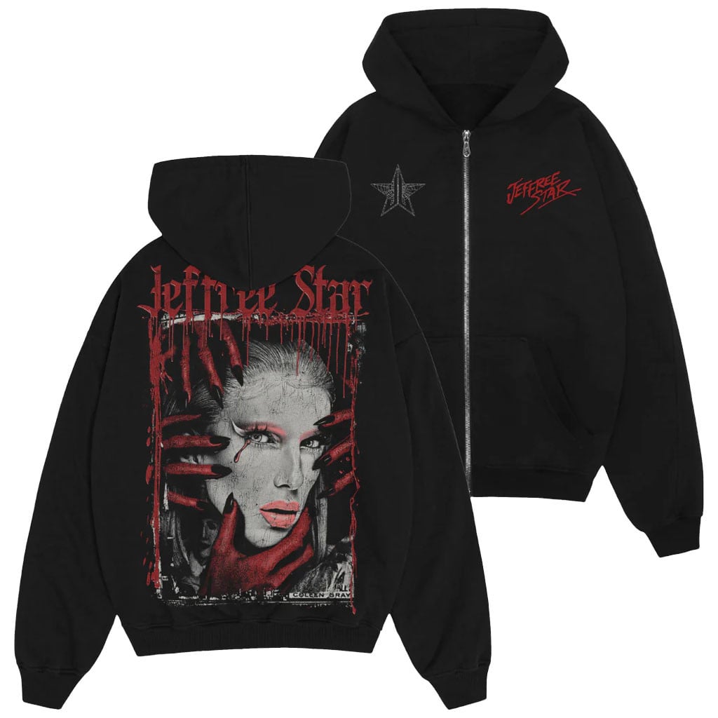 Jeffree Star Cosmetics Merch Spooky Jeffree Zip Hoodie Makeup Lover Gift For BFF
