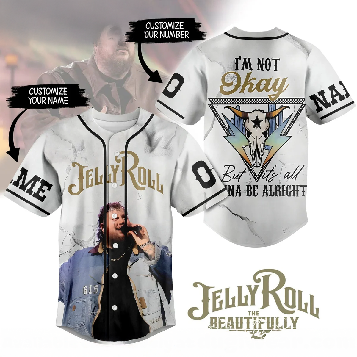 Jelly Roll Custom Baseball Jersey Modern Street Style Fan Collection