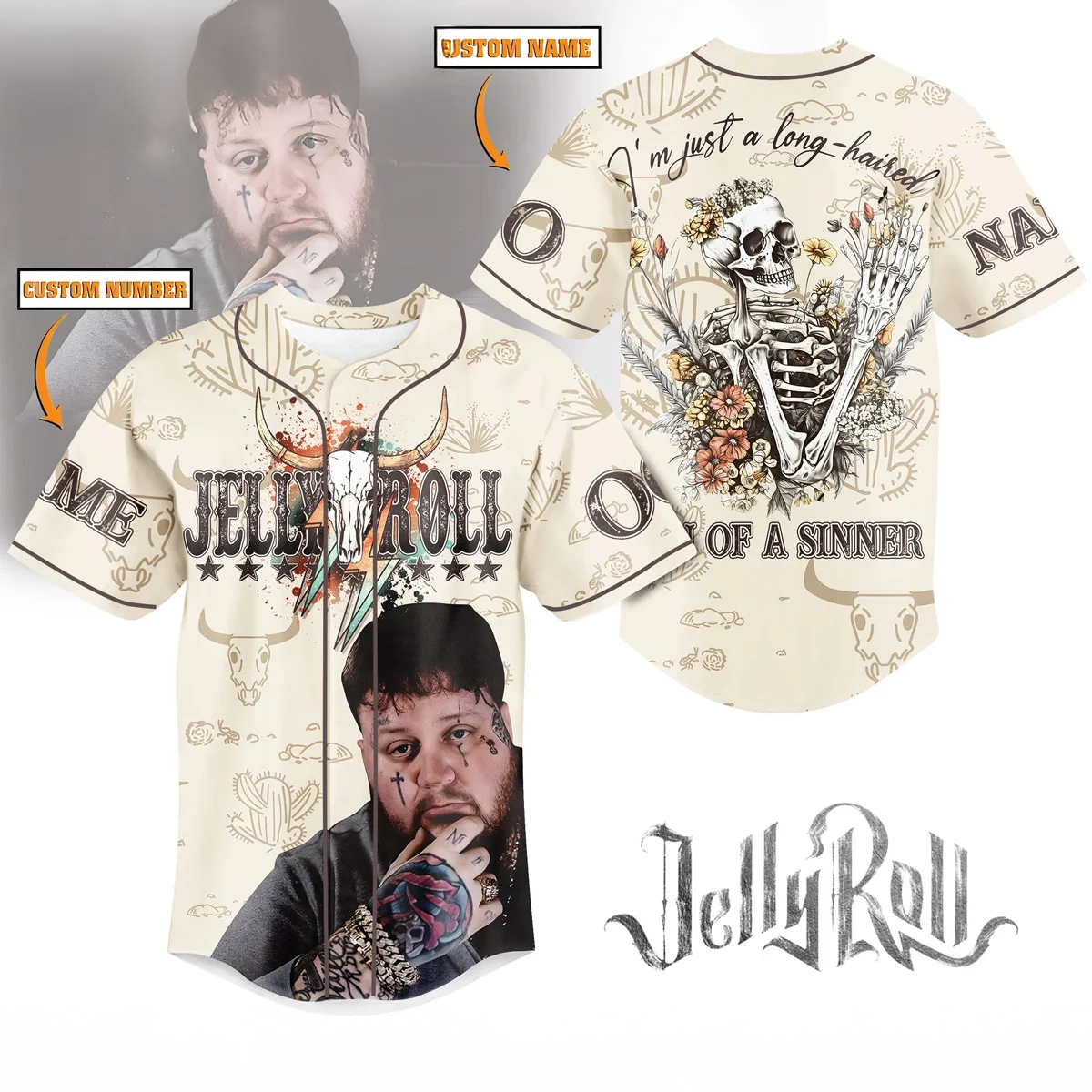 Jelly Roll Hype Baseball Jersey Official Fan Collection Edition