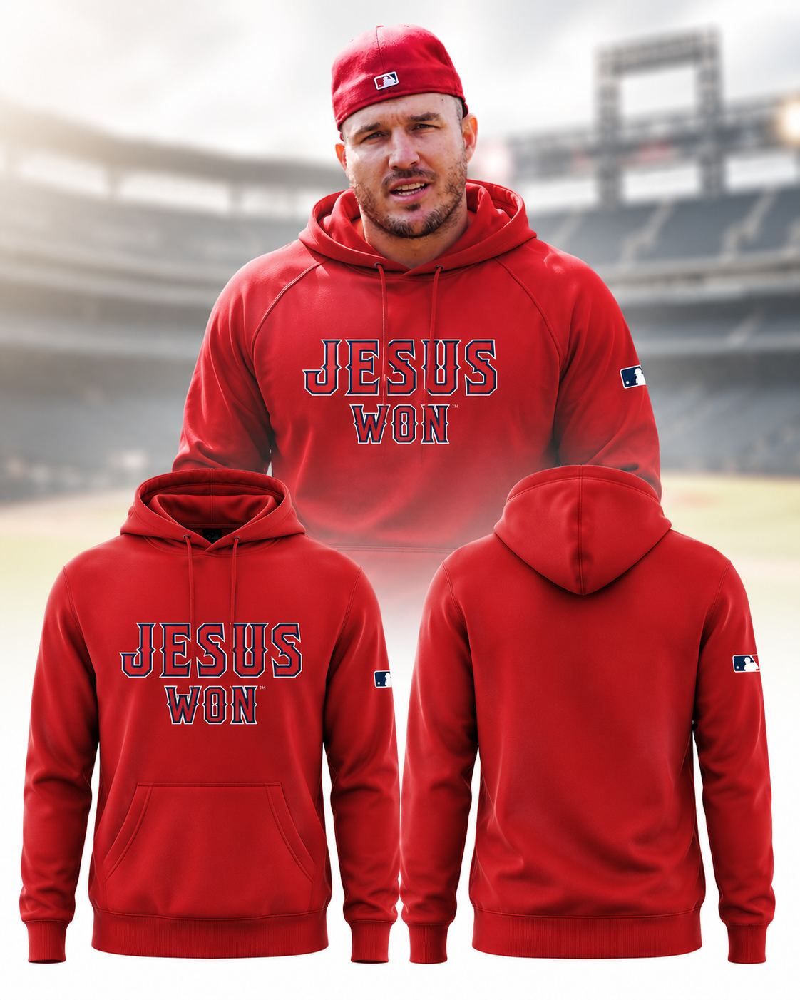 Jesus Won Christian Faith Baseball Hoodie Inspirational Religious Pullover Gift For Christians
