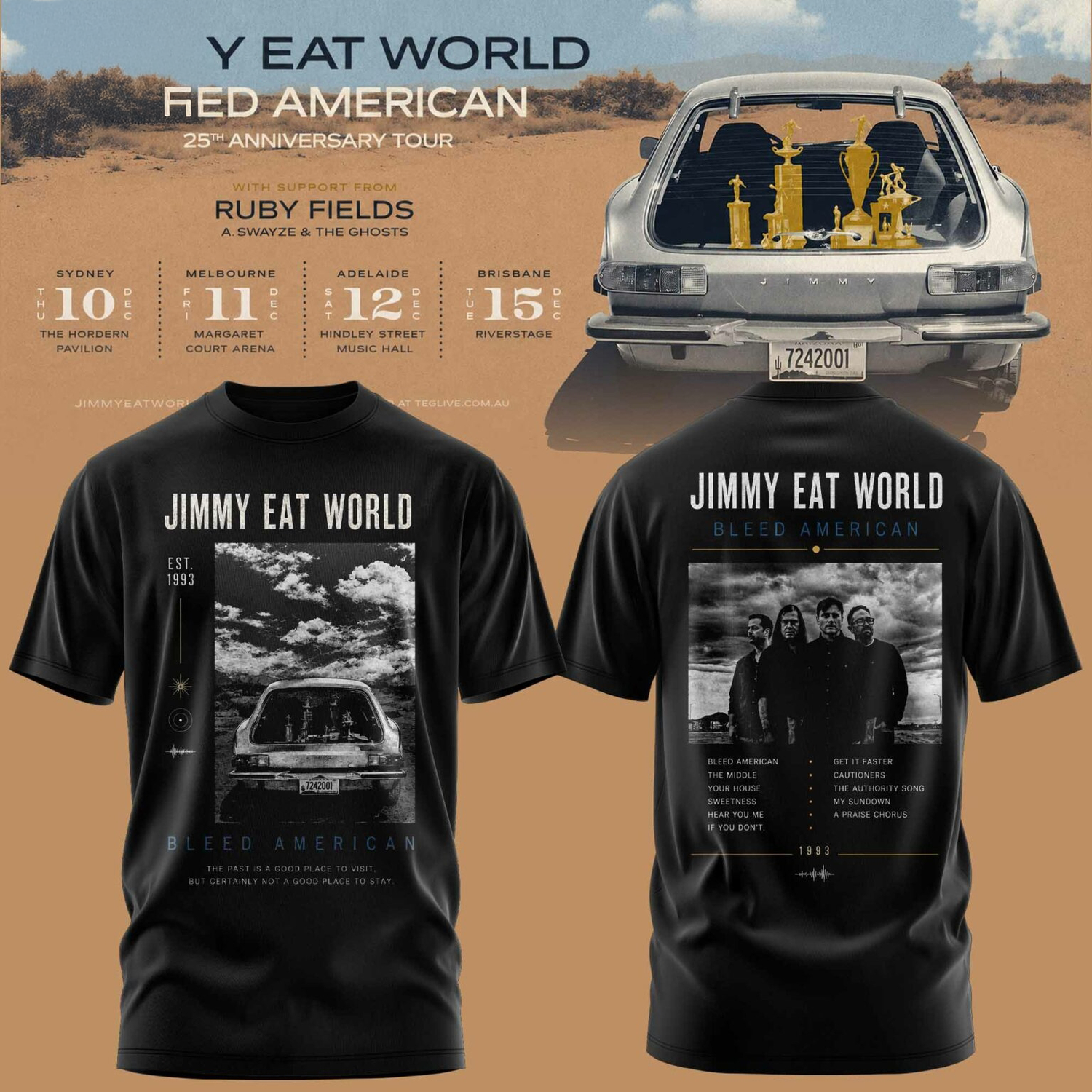 Jimmy Eat World Bleed American 25 Years Limited Edition Graphic T Shirt Music Fan Gift