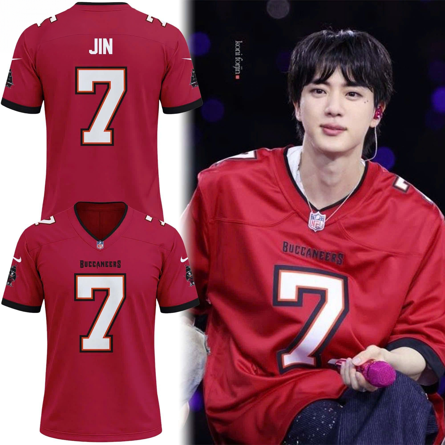 Jin BTS x Tampa Bay Buccaneers Limited Football Jersey