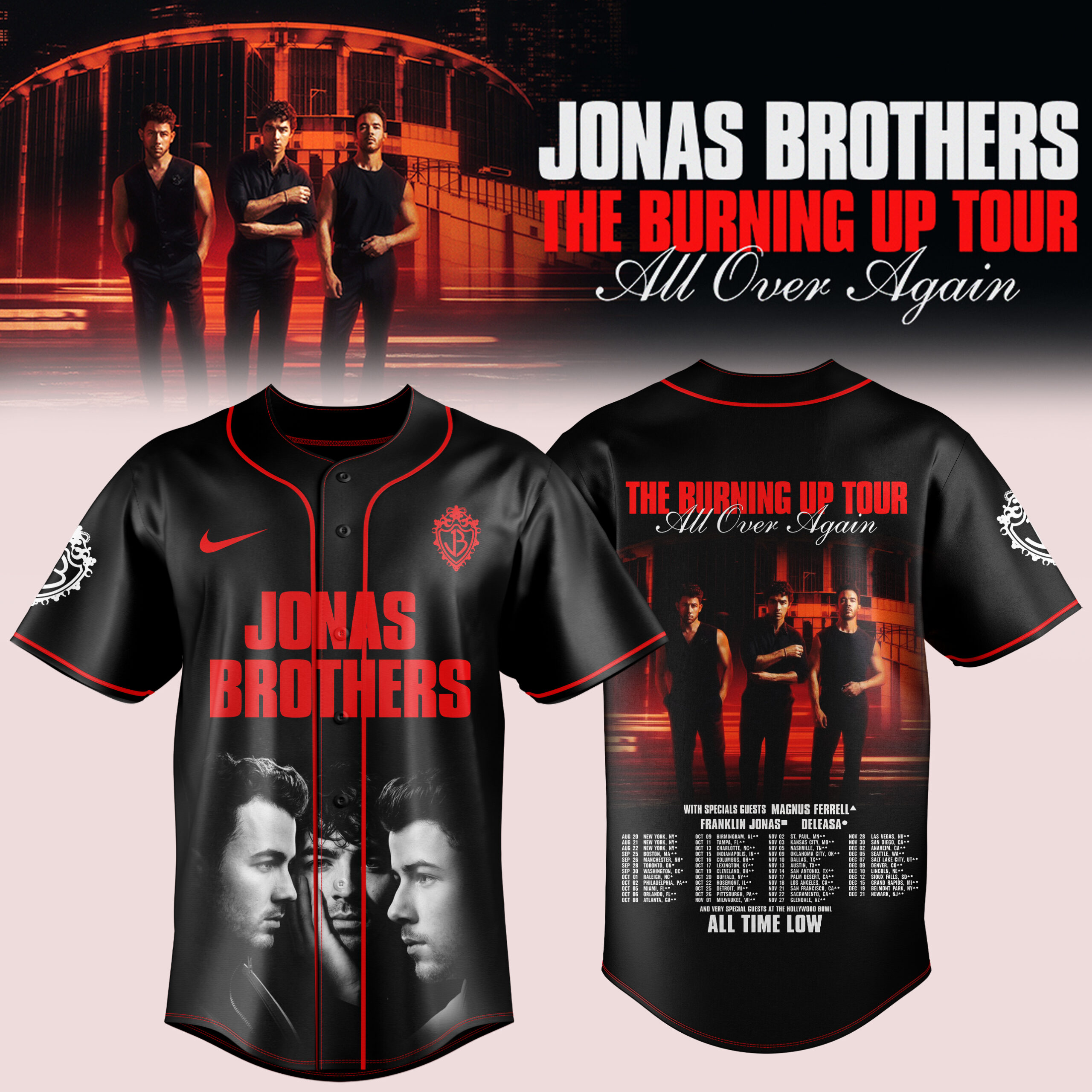 Jns Bros Burning Up Tour All Over Again Graphic Baseball Jersey Concert Fanwear 1 - Unicasport Jns Bros Burning Up Tour All Over Again Graphic Baseball Jersey Concert Fanwear