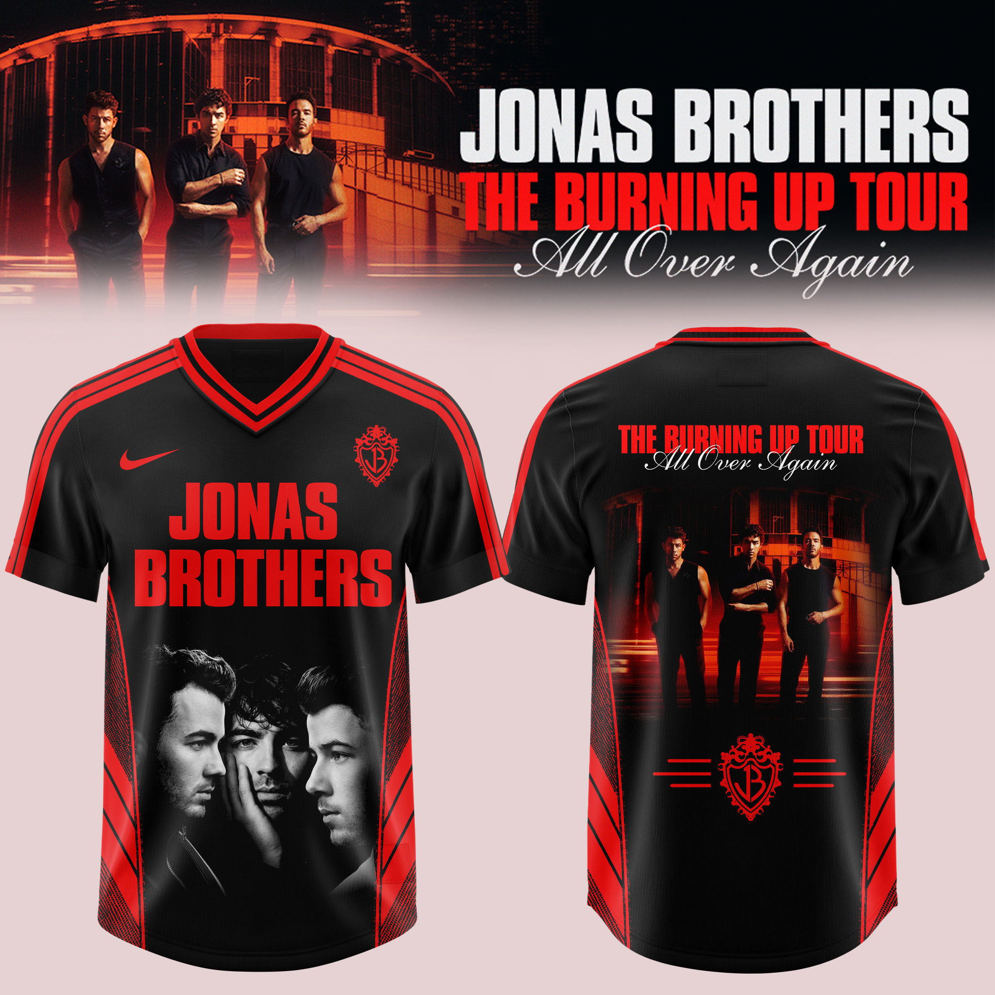Jns Bros Burning Up Tour All Over Again Graphic Football Jersey Concert Fanwear 1 - Unicasport Jns Bros Burning Up Tour All Over Again Graphic Football Jersey Concert Fanwear