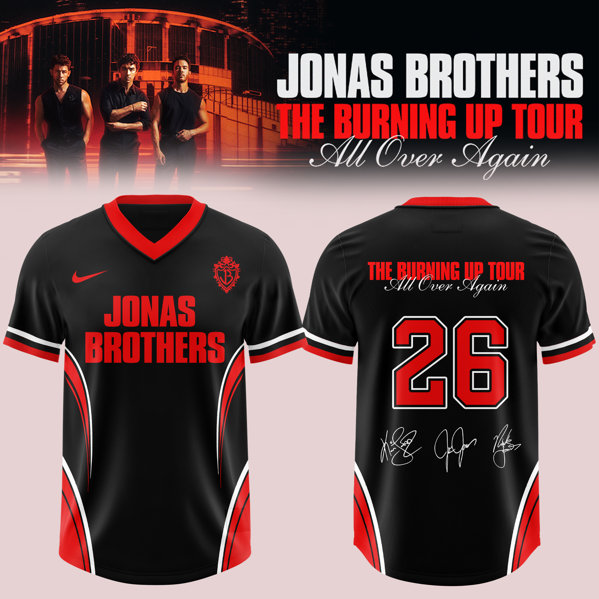 Jns Bros The Burning Up Tour All Over Again 3D Football Jersey Music Fan Apparel 1 - Unicasport Jns Bros The Burning Up Tour All Over Again 3D Football Jersey Music Fan Apparel